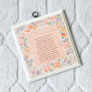 Vintage 1981 Hallmark Wall Hanging Plaque Poem "A Grandmother Is Love" Floral